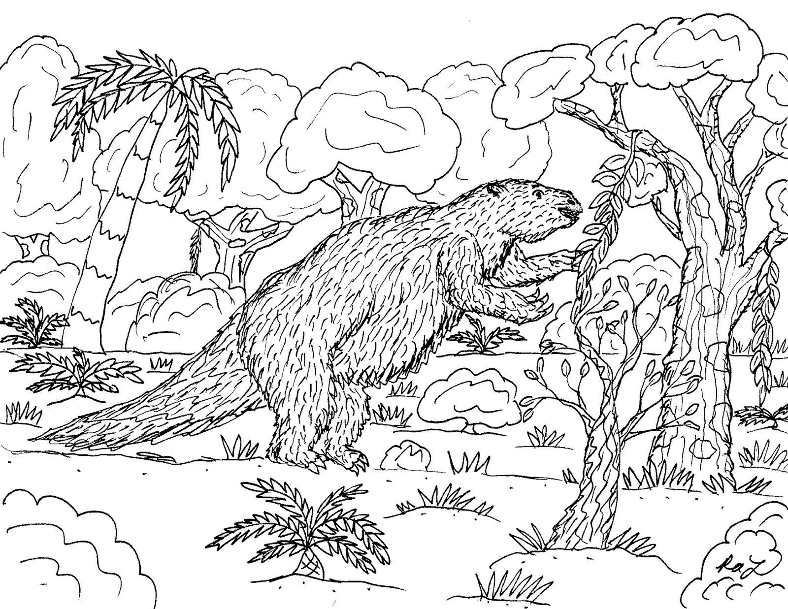 Robin's Great Coloring Pages: Giant Ground Sloth & Tree Sloth