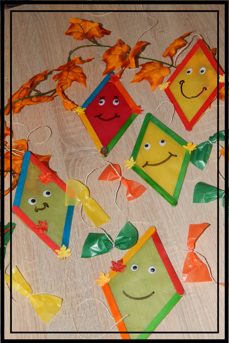 Familie und mehr Bastelzeit Herbstliche Drachen aus