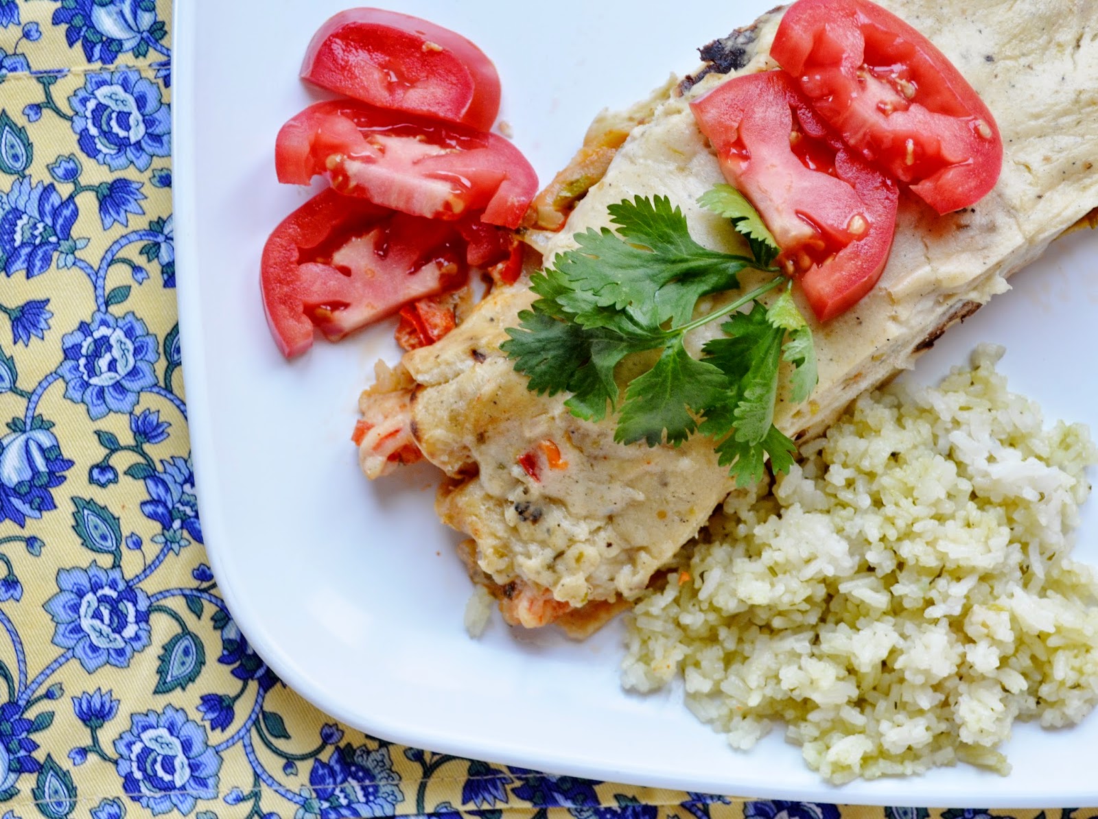 Our Beautiful Mess Shrimp Enchiladas with Sour Cream Cheese Sauce