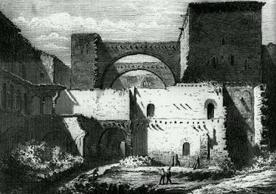 Vista del Palau Menor de los templarios (1858)