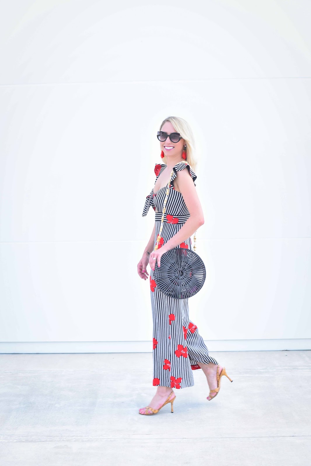 black and white floral jumpsuit