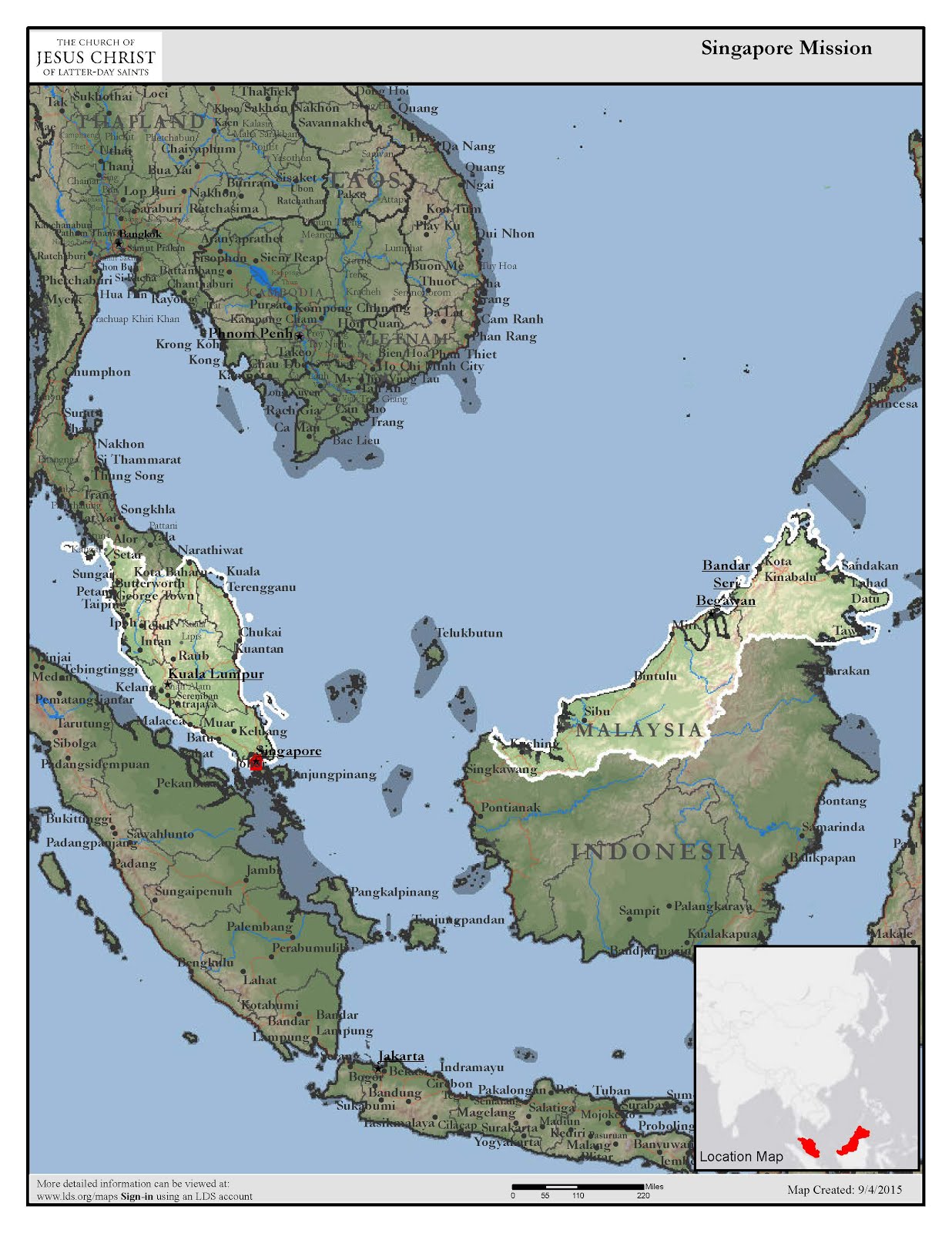 Singapore/Malaysian Region Mission Map