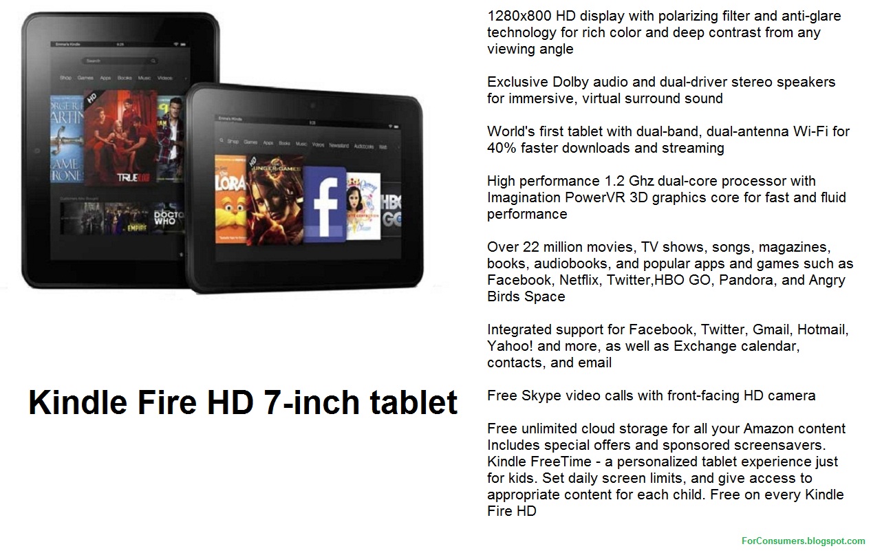 Amazon Kindle Fire Hd 7 Inch Tablet Price Features And Specifications
