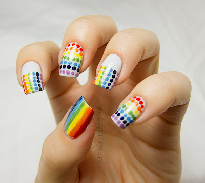 31DC: Day 9 - Rainbow (dot nail art)