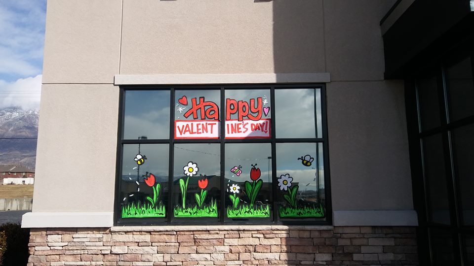 Whimsical Window Painting Flat Rate Drs Valentines 2018