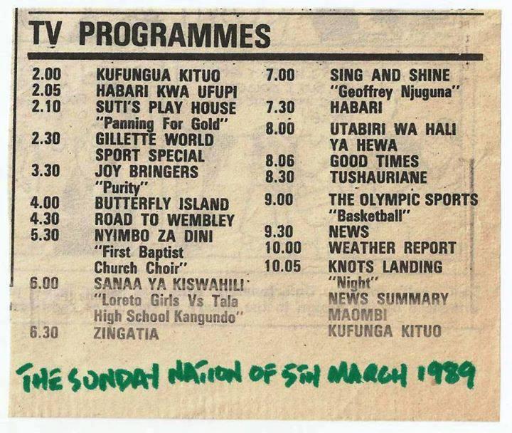 1989 KBC Programme Line up... Priceless - Nairobi Wire
