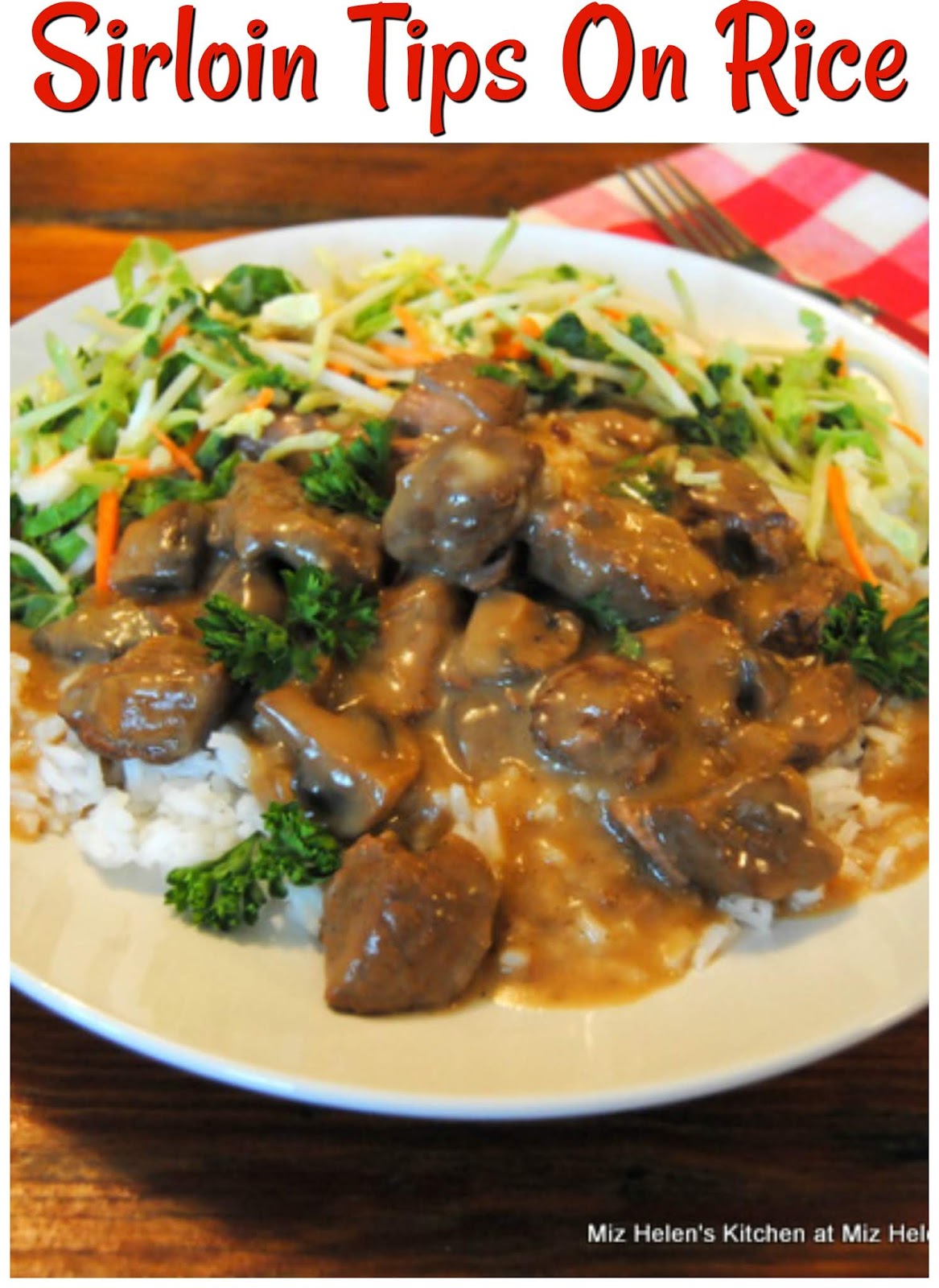 Sirloin Tips On Rice