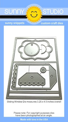 Sunny Studio Stamps: Sliding Window Pop-up Die with bonus tag & stitched label dies
