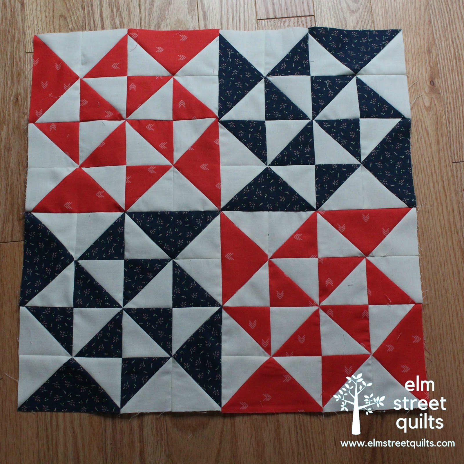 Peaches & Plenty Clementine QAL BLock 3 Elm Street Quilts