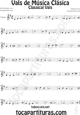 Partitura de Vals de Música Clásica para Flauta Travesera, flauta dulce y flauta de pico by diegosax Classical Vals Sheet Music for Flute and Recorder Music Scores