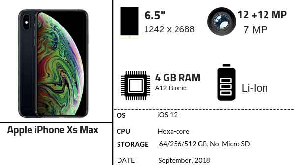 مواصفات ايفون اكس اس ماكس iphone xs max specs مع السعر
