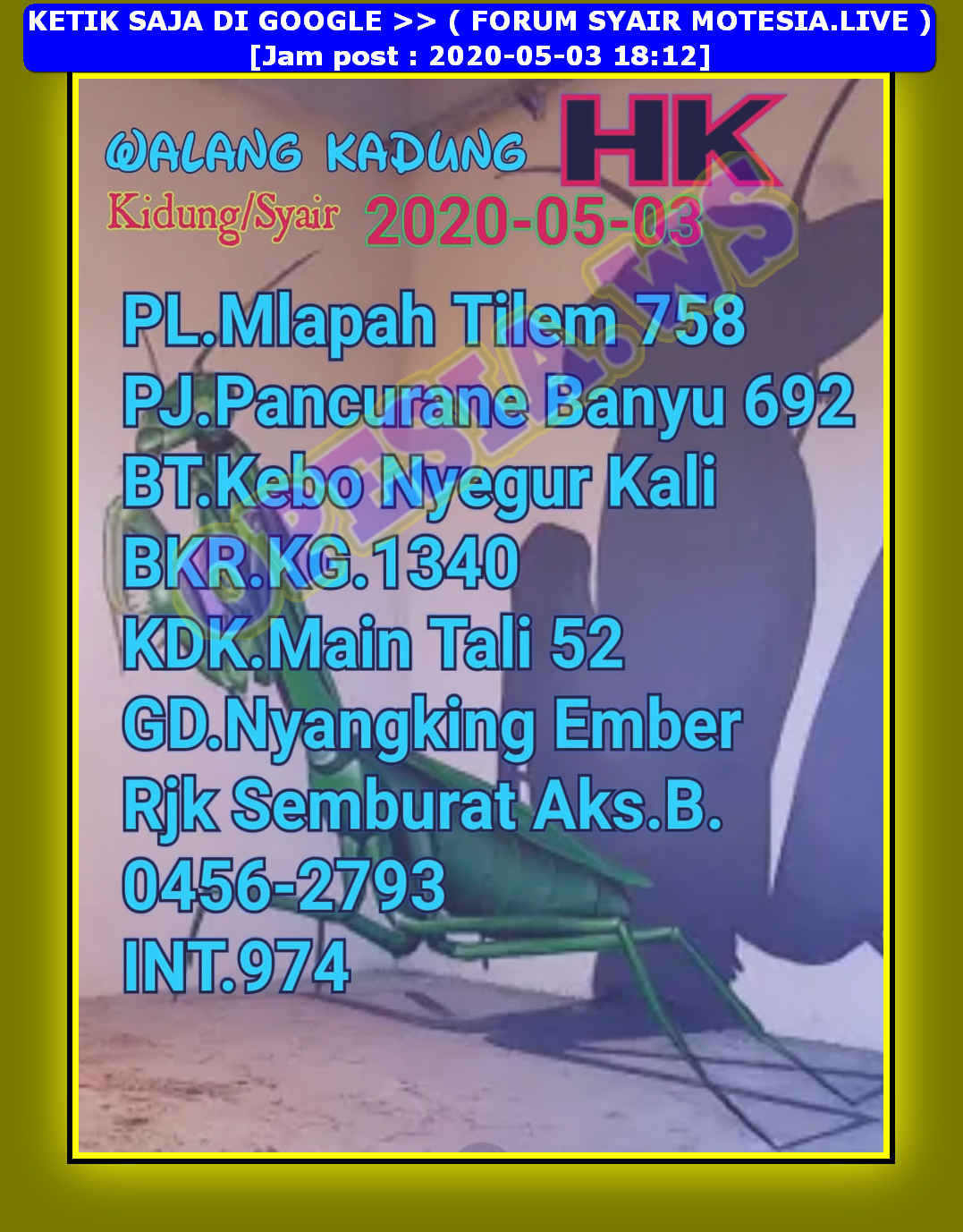 1 New Message Kode Syair Hongkong 3 Mei 2020 Forum Syair Togel Hongkong Singapura Sydney