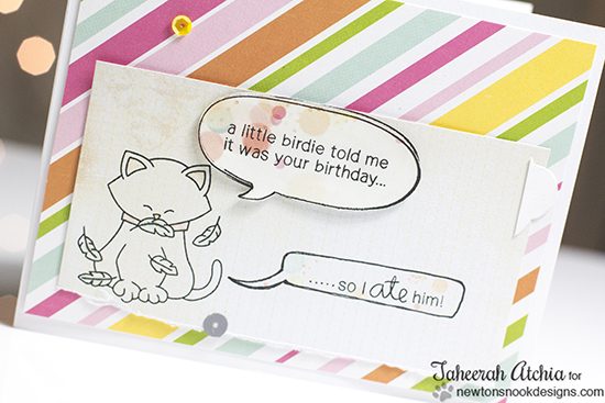 Cat Birthday card by Taheerah Atchia | Newton's Birthday Flutter Stamp set by Newton's Nook Designs