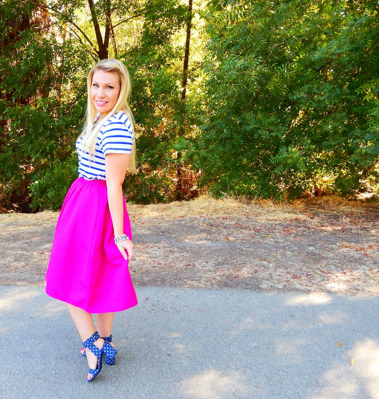 Hot Pink and Navy Blue Outfit - Lizzie in Lace