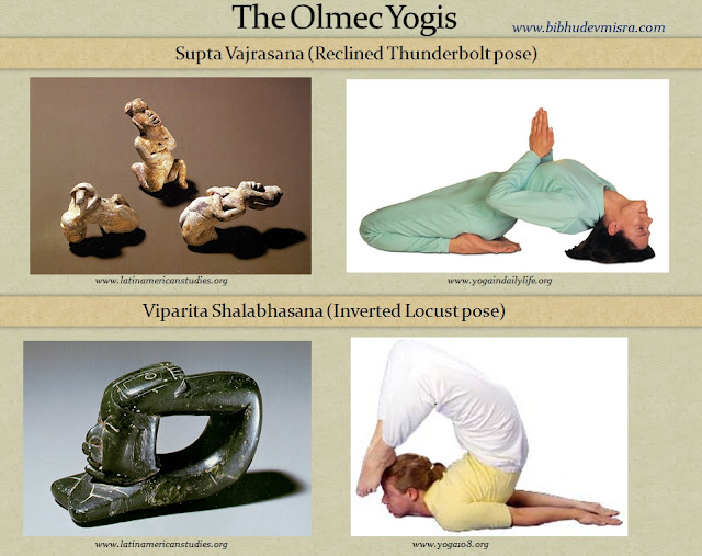 Olmec figurines in complex yogic postures - Supta Vajrasana, Viparita Shalabhasana