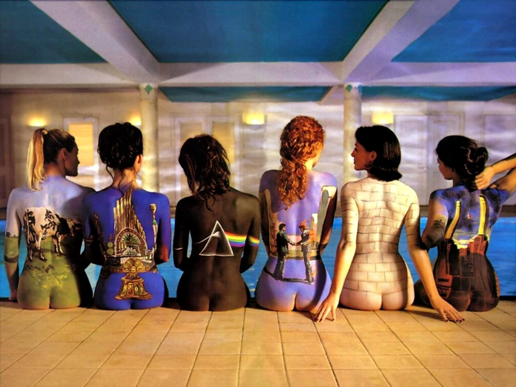 La famosa foto de chicas desnudas pintadas con portadas de Pink Floyd  [Eurowon]