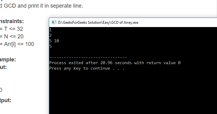 Geeksforgeeks Solution For " GCD of Array