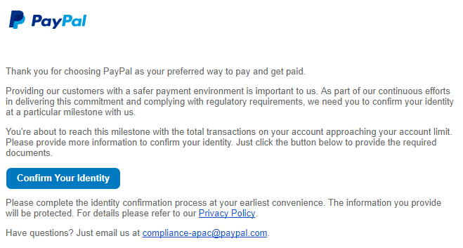 Xác nhận danh tính trên Paypal