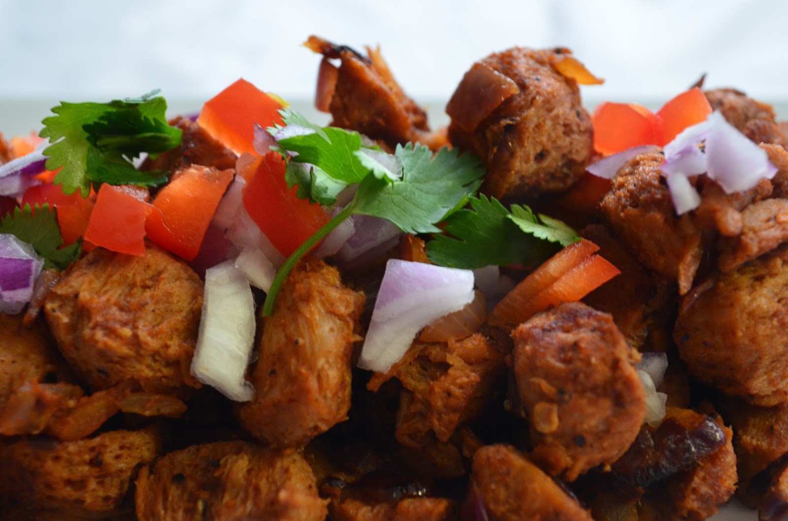 The Fat Lady Stir fried Soya chunks with Indian spices
