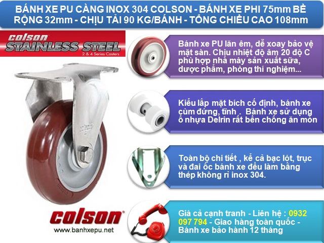 Bánh xe PU càng inox 304 Colson có ưu và nhược điểm như thế nào ? www.banhxepu.net
