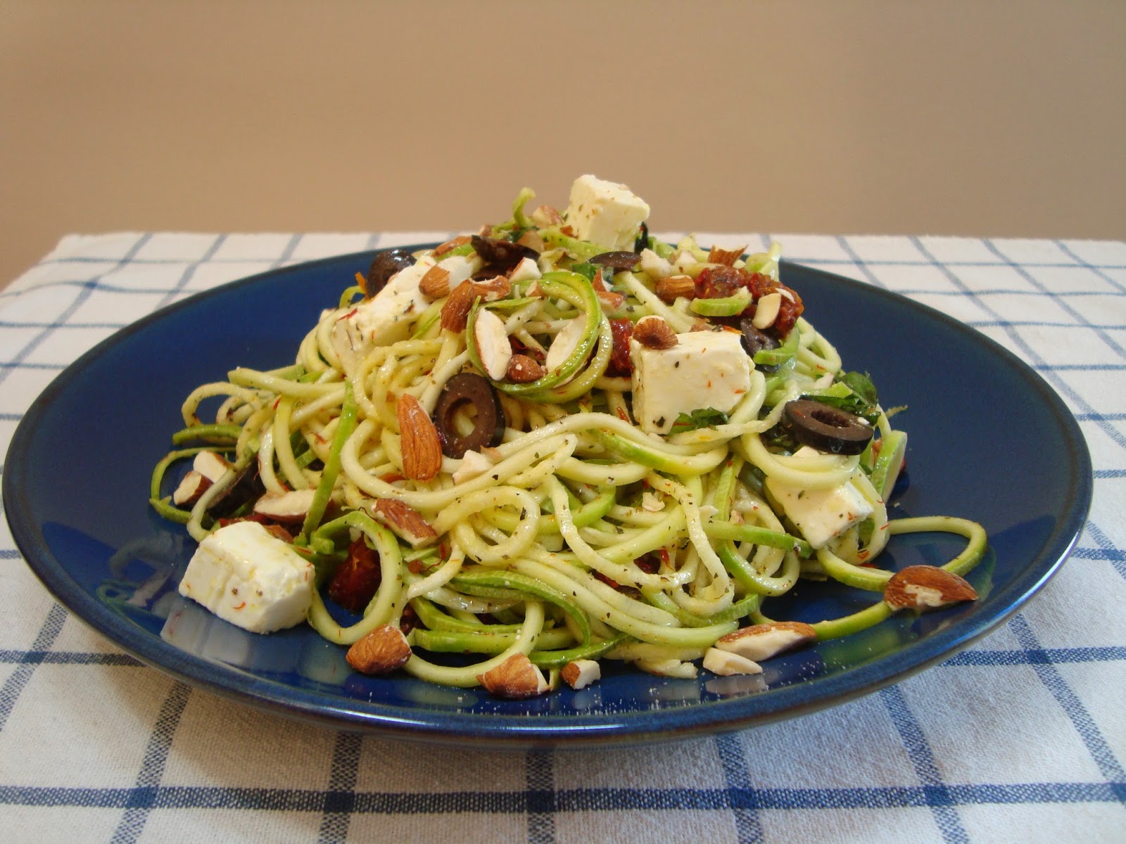 The Singing Fork: Raw Zucchini Spaghetti with Feta and Almonds