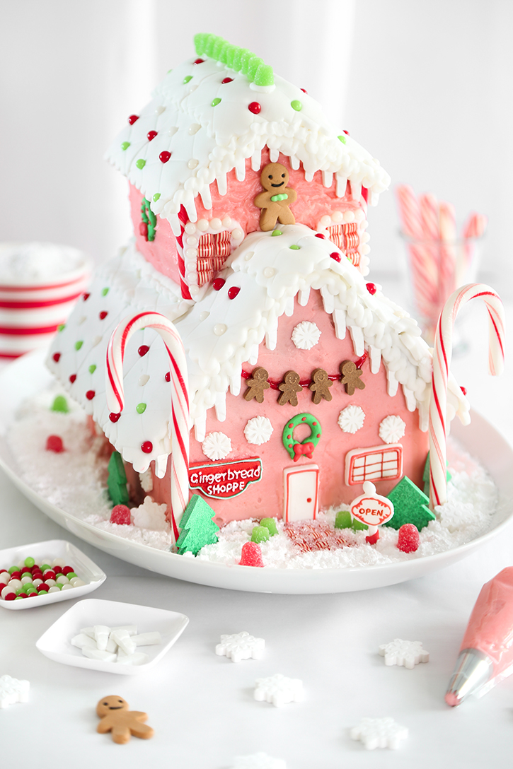 Pretty Pink Gingerbread Shop with Wilton's Gingerbread House Kits ...