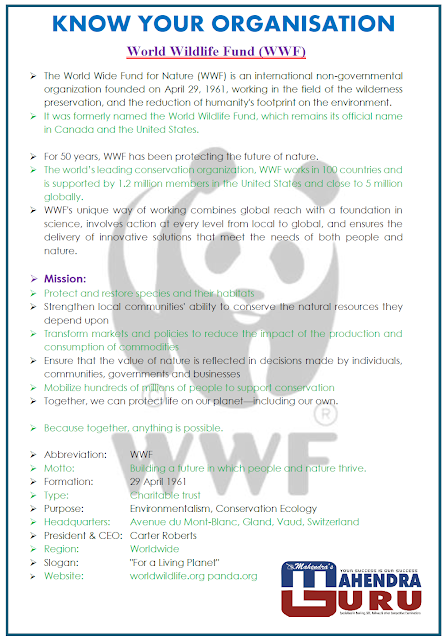 Know Your Organisation : WWF - Part - I