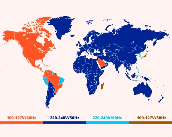 Peta Besaran Listrik & Frekuensi berbagai negara di dunia