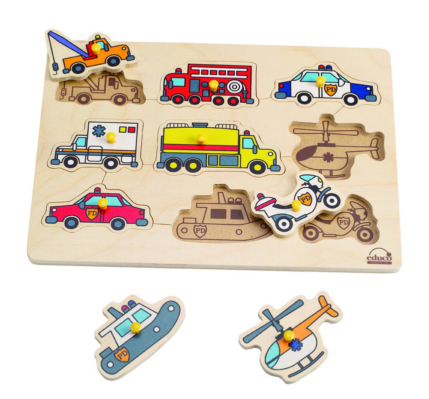 Emergency Vehicles Peg Puzzle Cozyio Toys