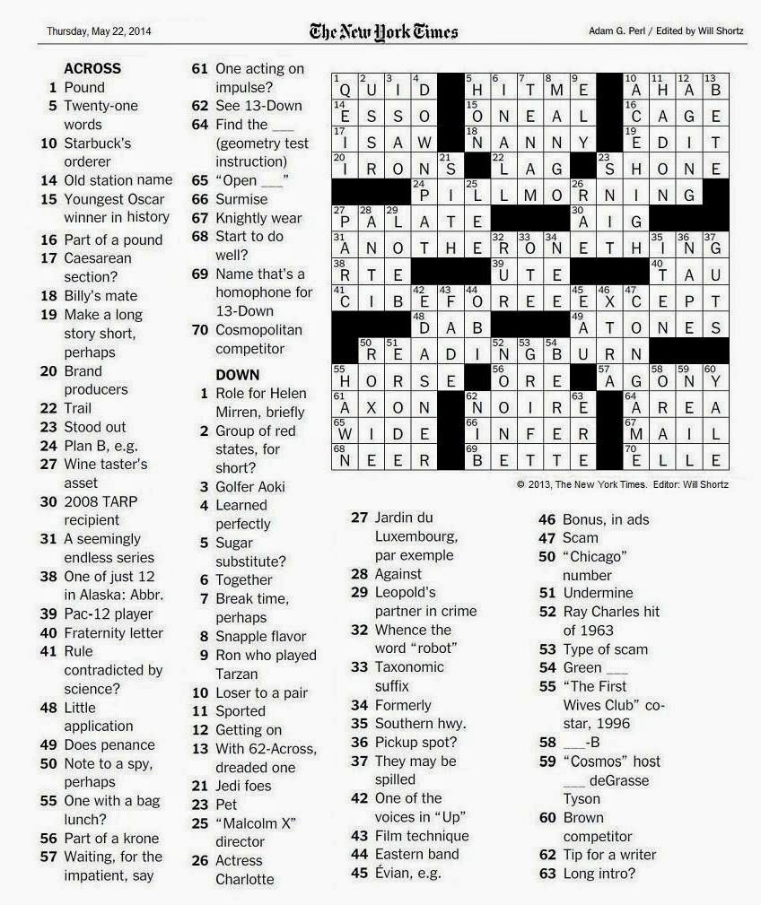 The New York Times Crossword in Gothic: May 2014