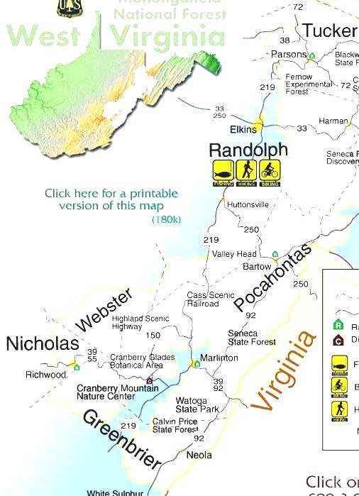 Monongahela National Forest Monongahela National Forest Trail Map