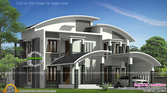 Curved roof house plan