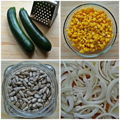 Kremowa zupa z cukinii i kukurydzy z prażonymi pestkami słonecznika - składniki
