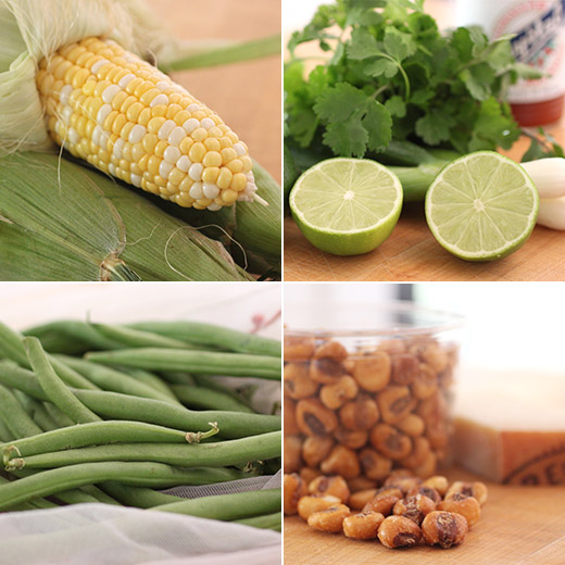 lisa is cooking Corn, Green Beans, and Parmesan