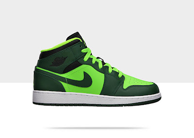 Air Jordan 1 Mid (3.5y-7y) Boys' Shoe Gorge Green/Black-Electric Green, Style - Color # 554725-330