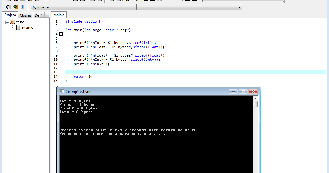 Pakéquis Quantos bytes uma variável float ocupa? E uma int?
