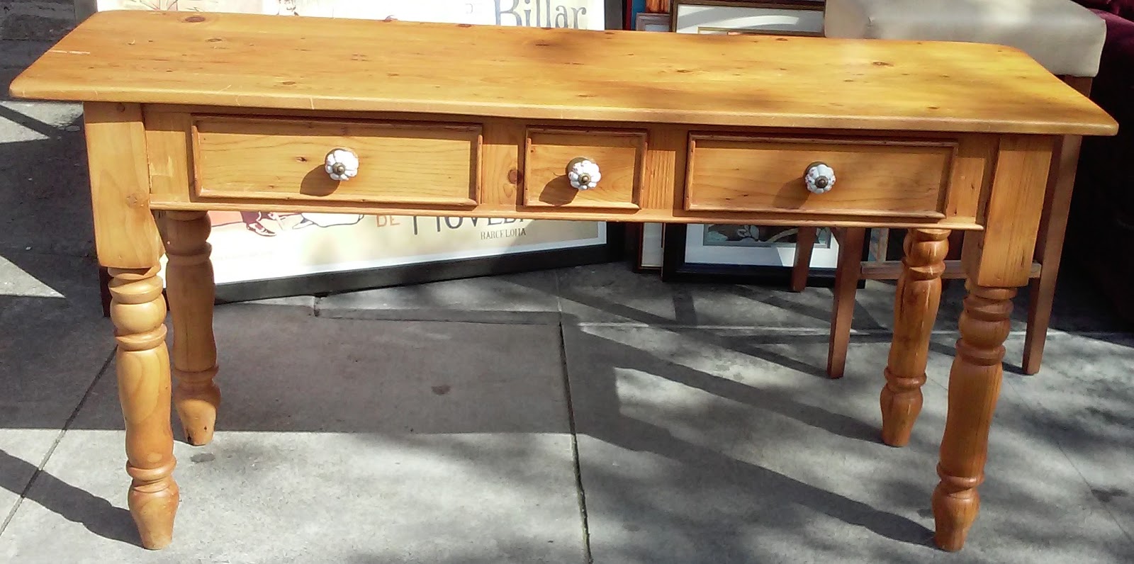 UHURU FURNITURE & COLLECTIBLES SOLD 5' x 2 1/2' Mexican Pine Console