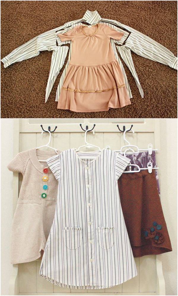 15 Creative Ways To Repurpose Men's Shirt Into Little Girl's Dress Do