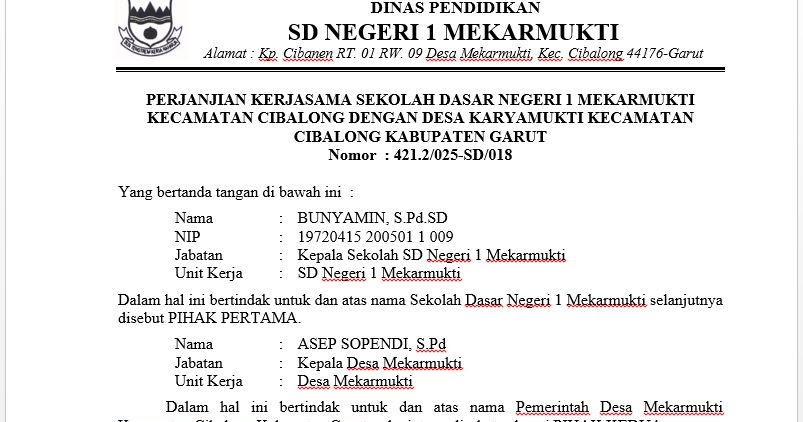 Contoh Surat Mou Sekolah Dengan Desa Nusagates