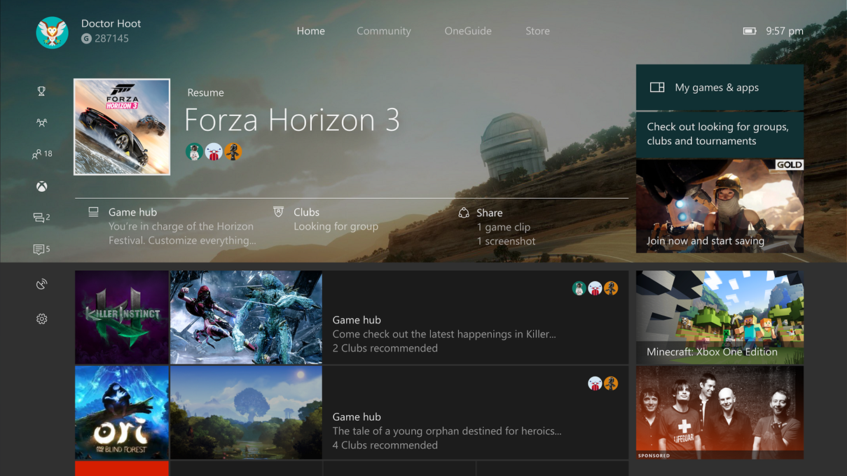 Xbox Insider Program members see new Creators Update features starting