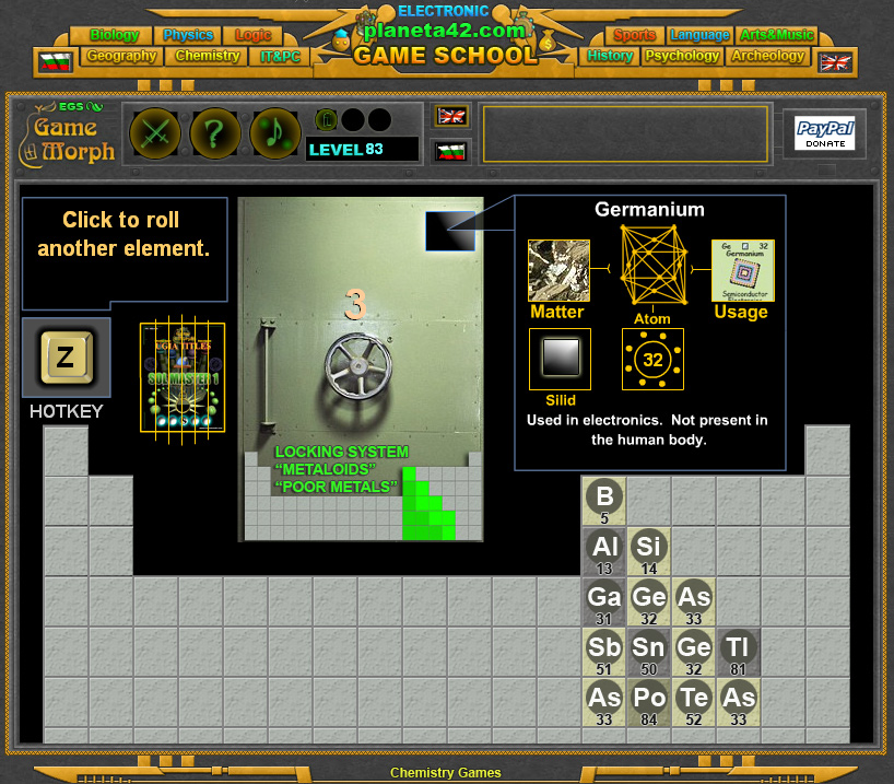 Electronic Game School Metalloids Test