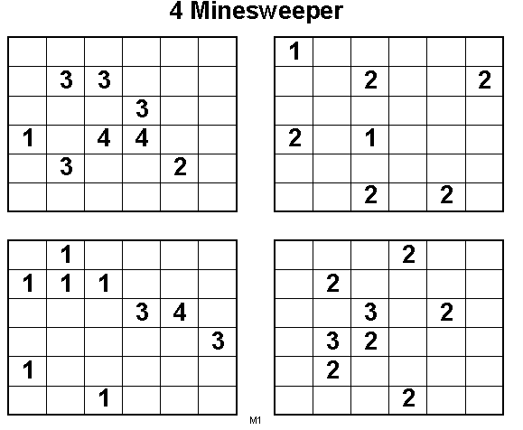 4 Minesweepers Logical Puzzles