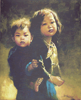 Lukisan "Kakak dan Adik" karya Basuki Abdullah (1978). Kini disimpan di Galeri Nasional Indonesia, Jakarta.
