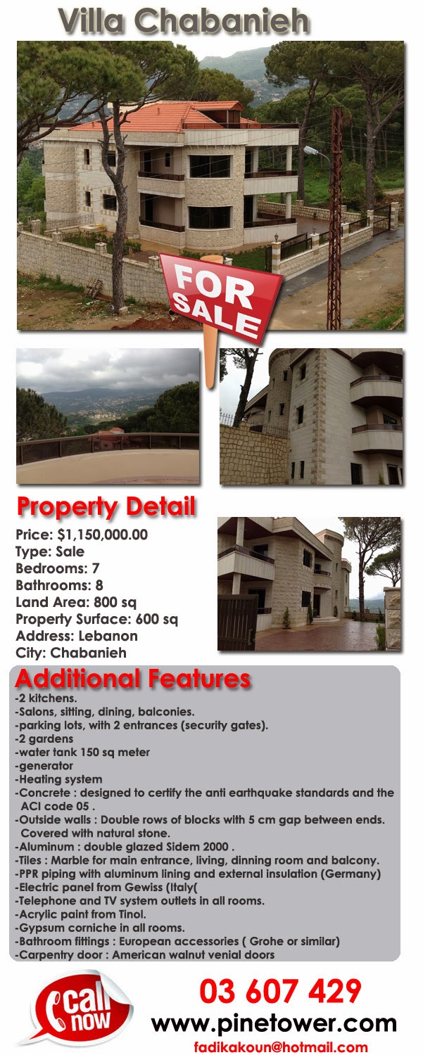 Villa for sale in Chebanieh, Real estate Lebanon, Villas for sale in
