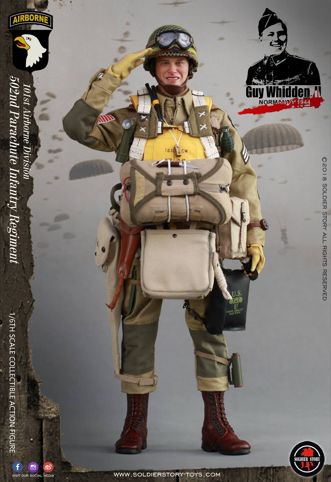 1/6 Scale-Soldier histoire pour pieds Guy Whidden II Airborne-Bottes en cuir