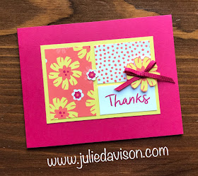 Stampin' Up!  1 Layout, 5 Cards ~ Weekend Card Challenge ~ Card Layout ~ 2019 Occasions Catalog ~ Thankful Thoughts, Happiness Blooms Designer Paper ~ www.juliedavison.com