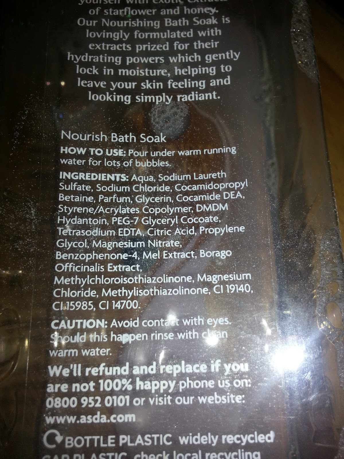 Kosmetycznie na Wyspach Bergamuta ASDA nourish bath soak starflower