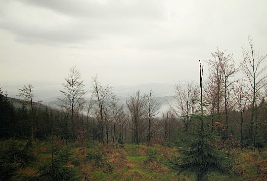Widok z odkrytych stoków Wielkiego Połomu na słowackie góry. 