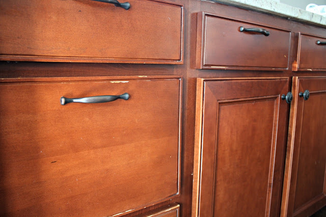 stain wearing on cabinets