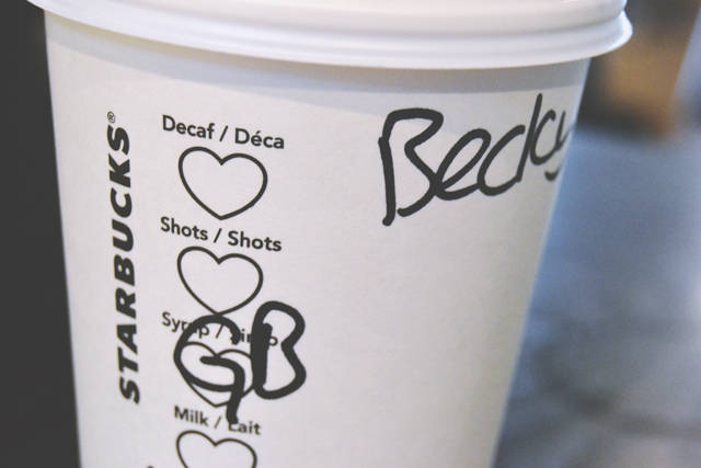 Valentine's hearts on Starbucks cup
